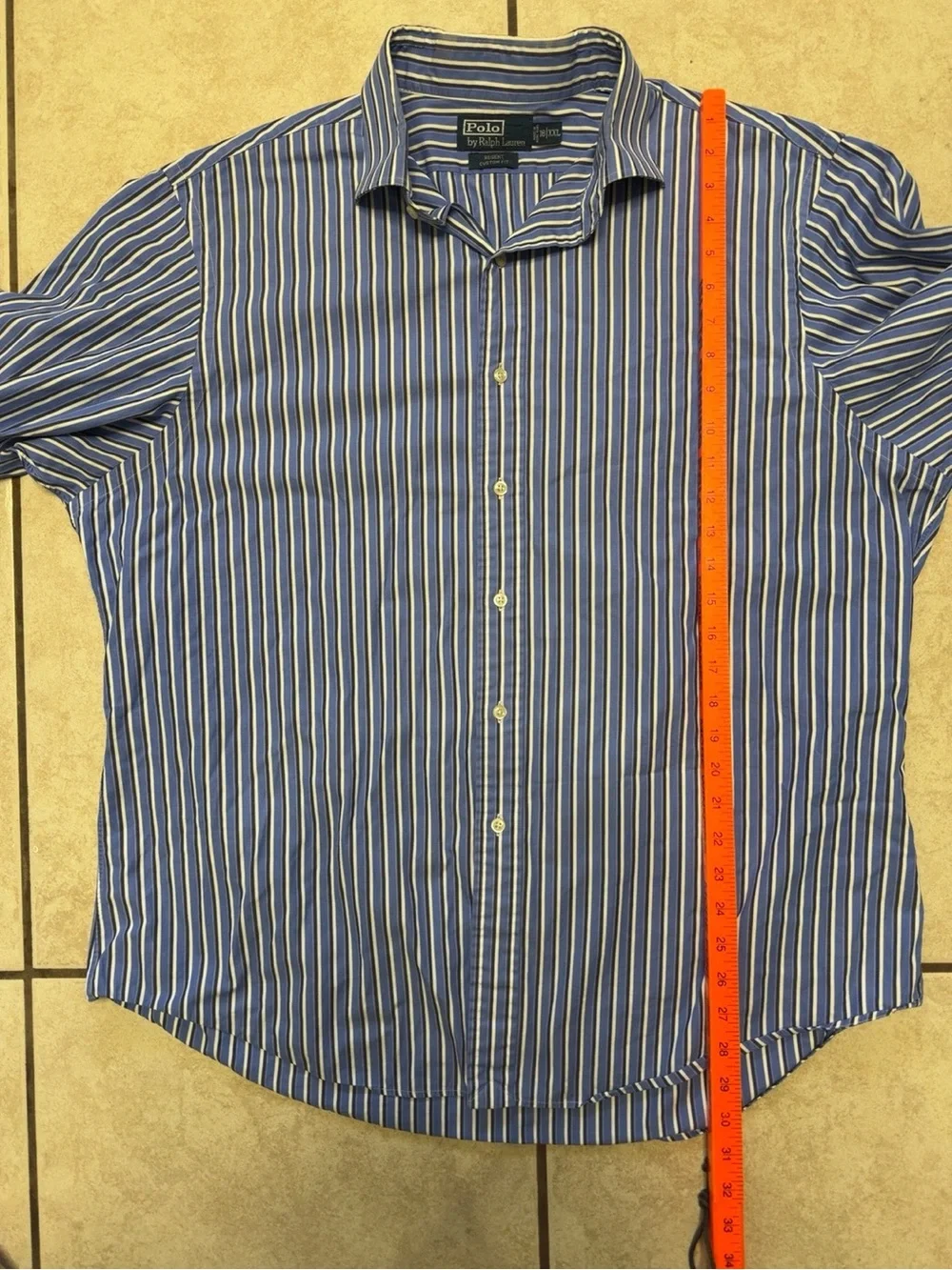 Polo by Ralph Lauren Blue and White Stripe Dress Shirt